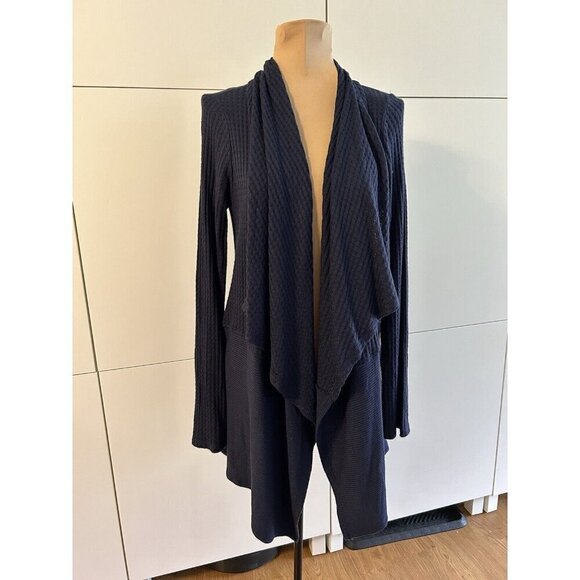 Velvet by Graham & Spencer Bertha Waffle Knit Waterfall Cardigan Navy Size S - Picture 4 of 12